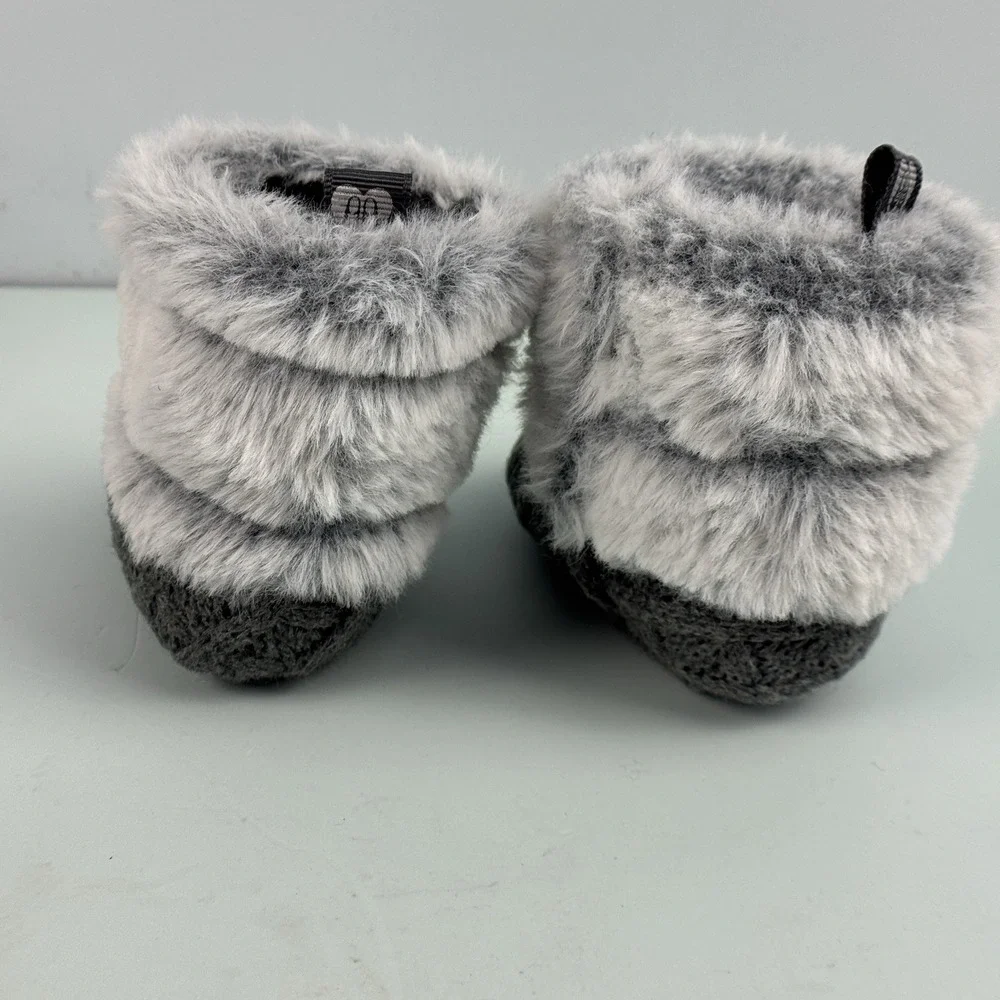 Stepping Stones Infant Baby Faux Fur Cable Knit Booties Shoes Size 3-6M Gray New